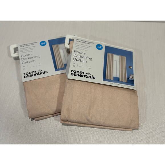 2 Room Essentials Blush pink room darkening curtain panels 42" x 84" new - Picture 1 of 3